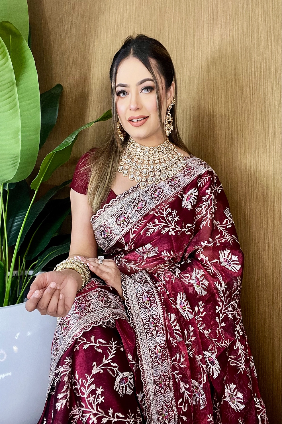 Merun jemi Chu Georgette party Saree